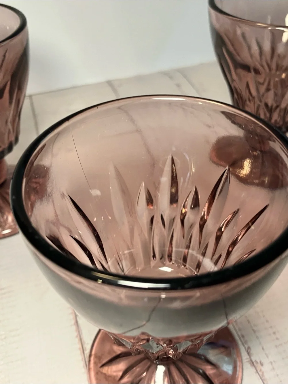Hazel Atlas Moroccan Amethyst Glass Juice Goblets 4